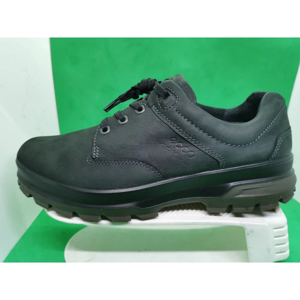 Ecco Hydromax Rugged Track Waterproof Low Shoes Black Leather Mens Siz 42 /8-8.5